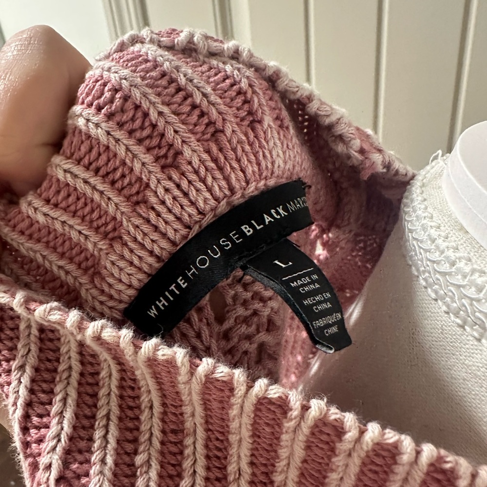 White House Black Market Pink and Cream Knit Top - Picture 6 of 6
